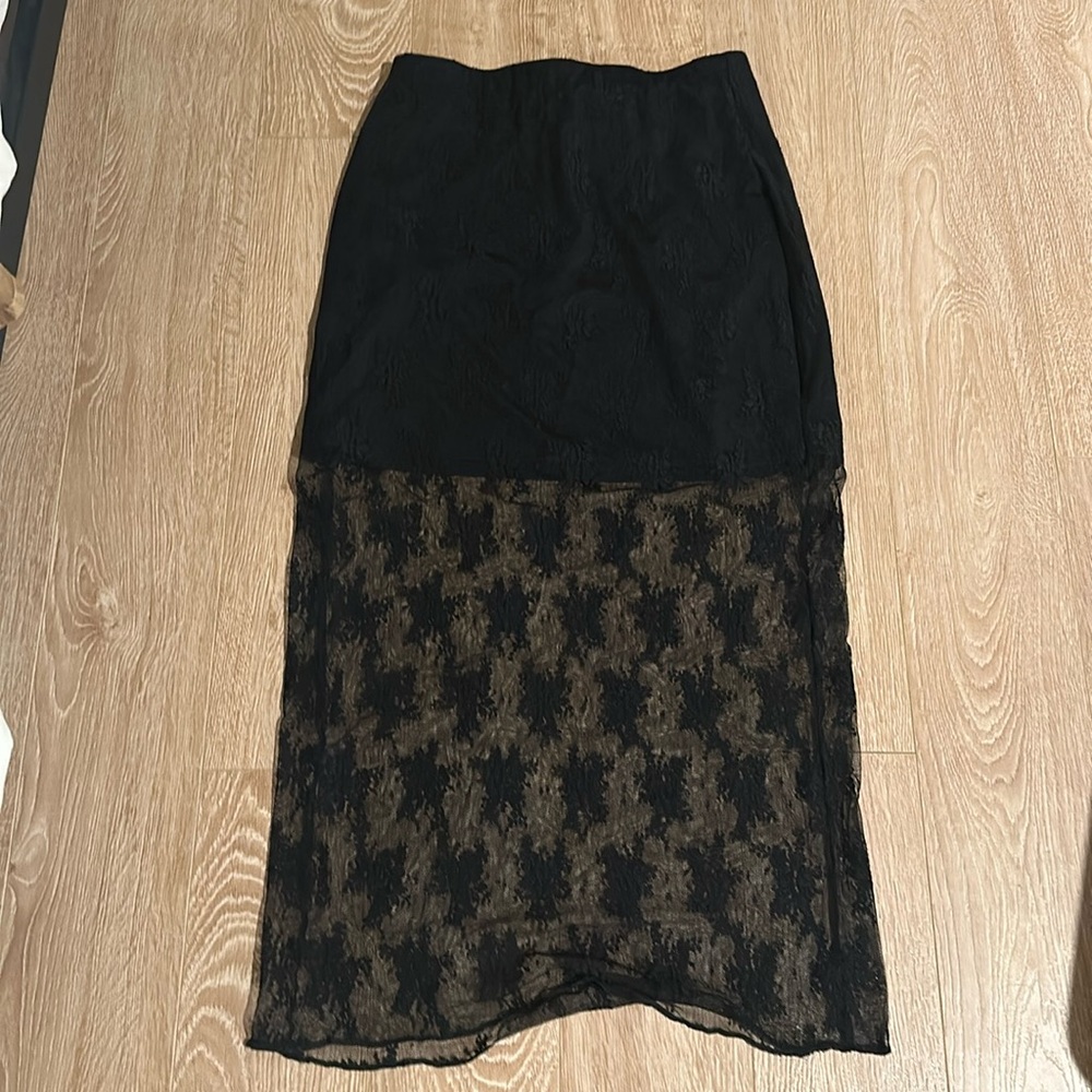 Abercrombie & Fitch Black and Brown Midi Skirt